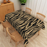 Lofaris Black And Beige Abstract Zebra Stripes Tablecloth